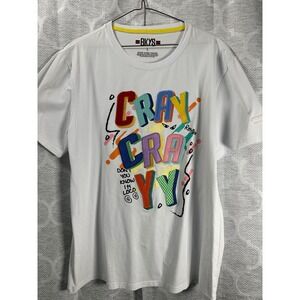 BKYS Mens Graphic T Shirt White Crew Neck Short Sleeve "Cray Cray Yy"